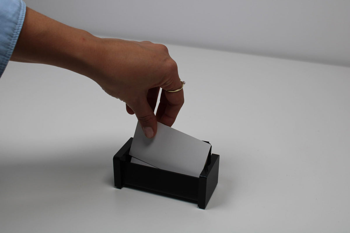 'Wedo 634401 Black Office Acrylic Glass Business Card Holder with Rubber Feet for Cards up to 9 cm
