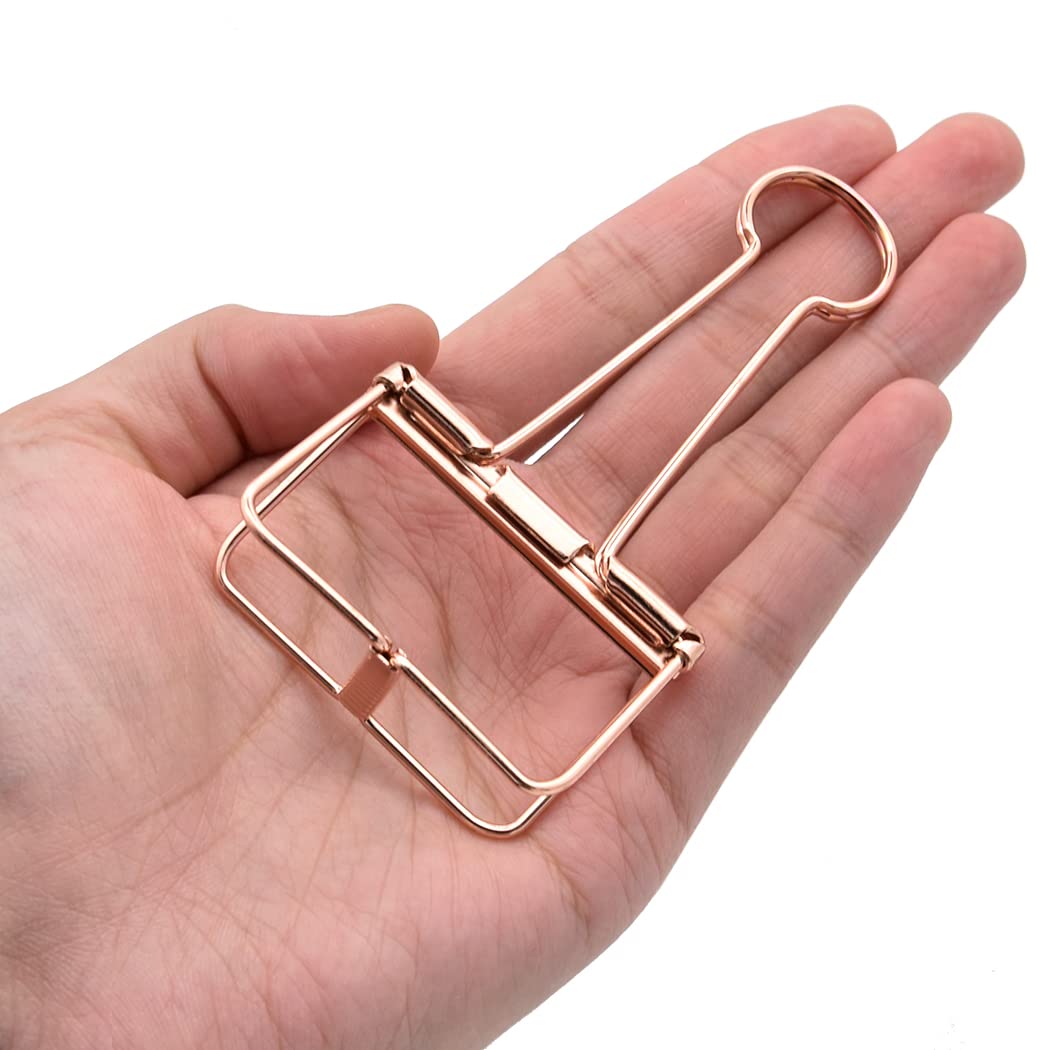 Extra Large Binder Clips 2 Inch, Big Paper Clamps Rose Gold for Office School Supplies (15Pcs)