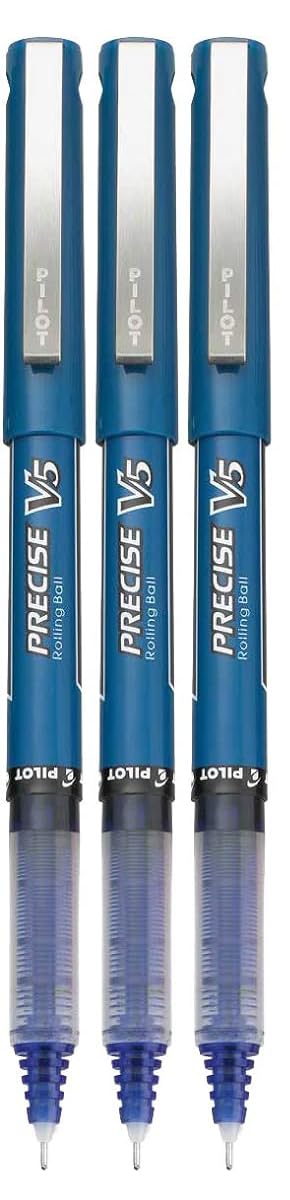 Advantage Gifts Precise V5 Stick Rolling Ball Pens, Extra Fine Point (.5mm), Blue Ink, 3-pk;