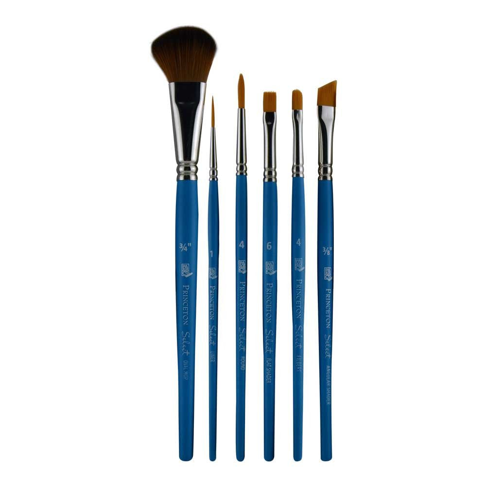 Princeton Select Artiste, Series 3750, Paint Brush for Acrylic, Watercolor and Oil, Set of 6