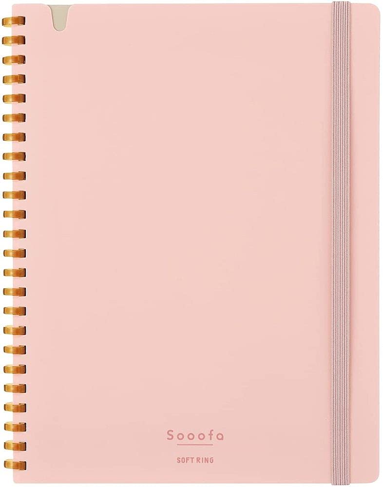 KOKUYO Graph Journal Notebook, Sooofa 8.3'' x 6.2'' Soft Ring Notebook for Women 4mm Grid Ruled, 80