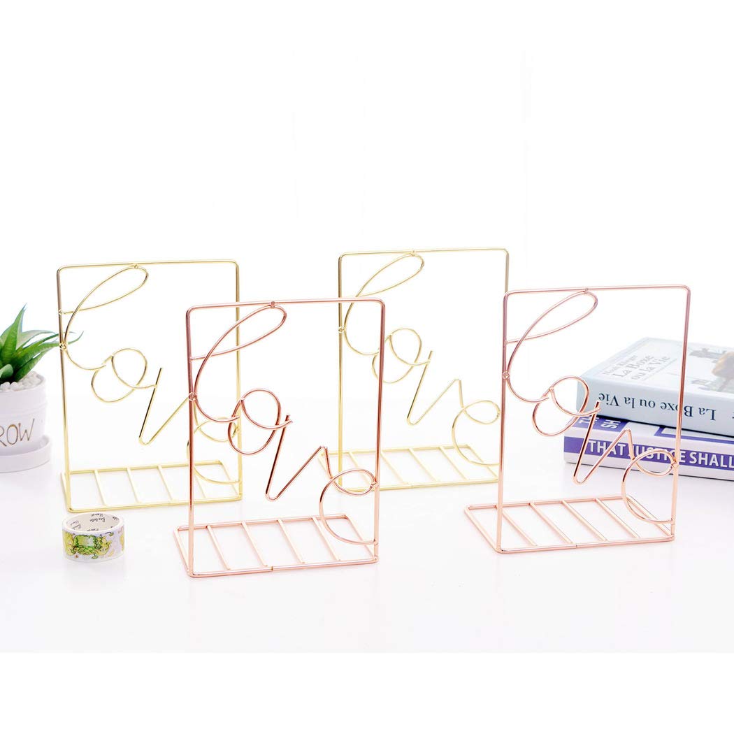 SIPLIV Creative Minimalist Style Bookends Metal Adjustable Books Holder Stand Book Rack Desk