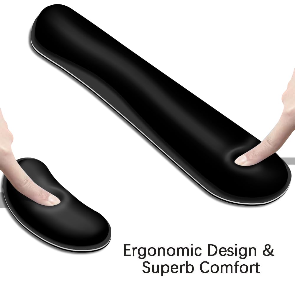 MIBITRI Keyboard Mouse Pad Set, Extended Gaming Mouse Pad+Ergonomics Keyboard Wrist Rest Support