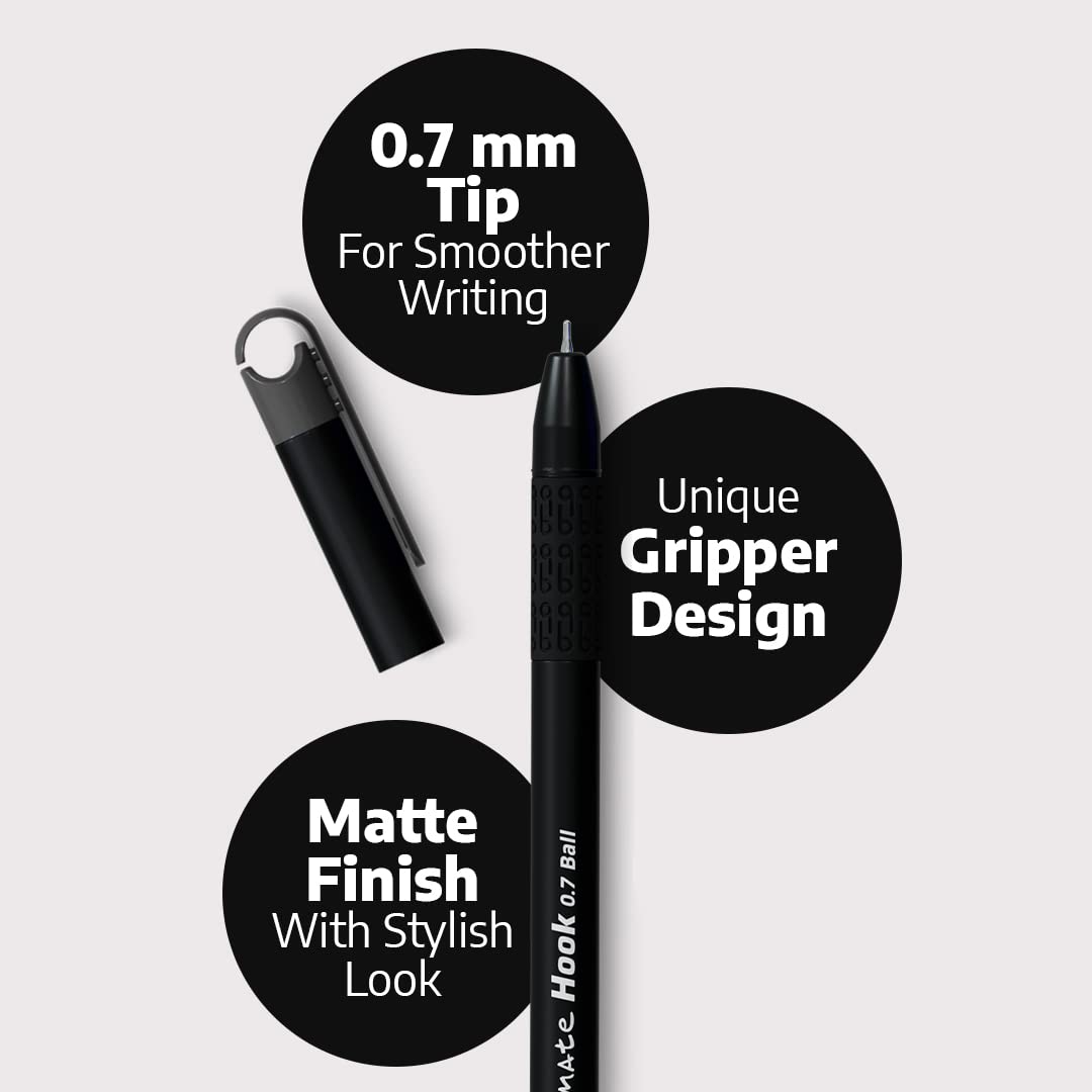 Classmate Hook Ball Pen|Black Ball Pens| Pack of 10