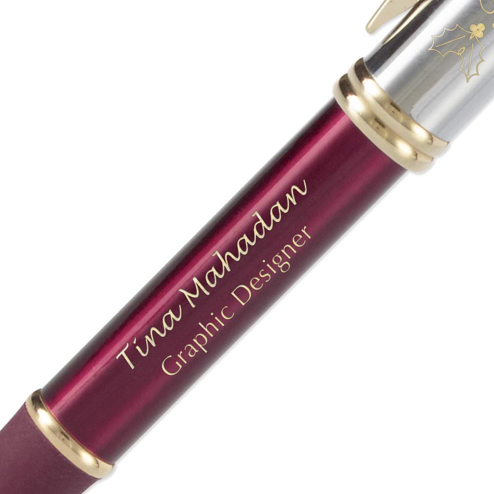 Imprints Online Custom Laser Engraved Executive Metal Ballpoint Pens With Happy Holidays Design.