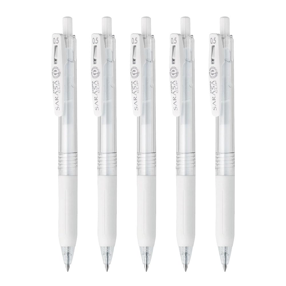 Zebra Gel Ballpoint Pen Sarasa Clip 0.5mm, Milk White, Set of 5 P-JJ15-MW5-AZ
