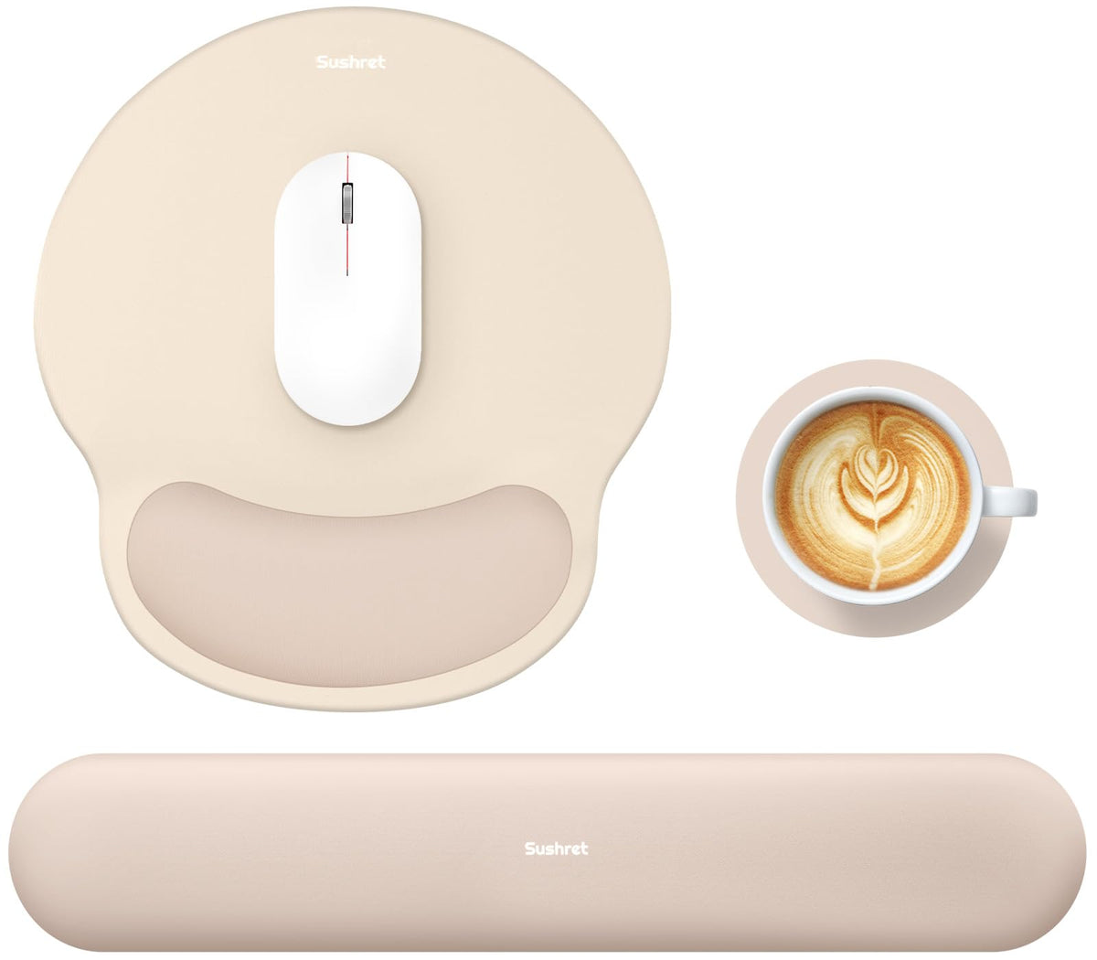 Sushret Mouse Pad and Keyboard Wrist Rest, 3-in-1 Gel Memory Foam Ergonomic Mouse Pad with Wrist