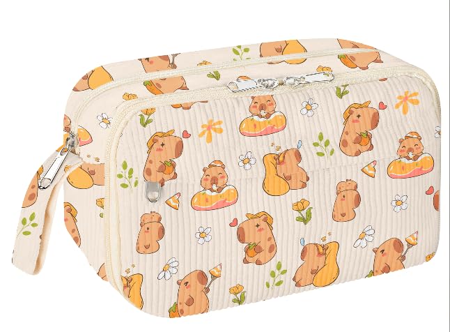 WOBAGMEN Cute Pencil Case,Large Corduroy Zippered Pencil Case Pouch, aesthetic Pencil Bag with