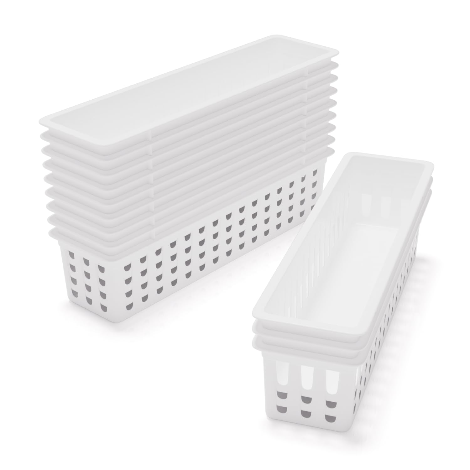 Slim Pencil Organizer Storage Container Color Pencil Marker Crayon Small Plastic Storage Basket