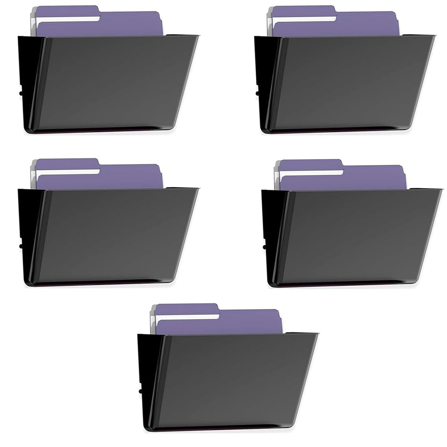 MINDEPOT 5 Pockets Acrylic Wall File Organizer, Wall File Holder Black