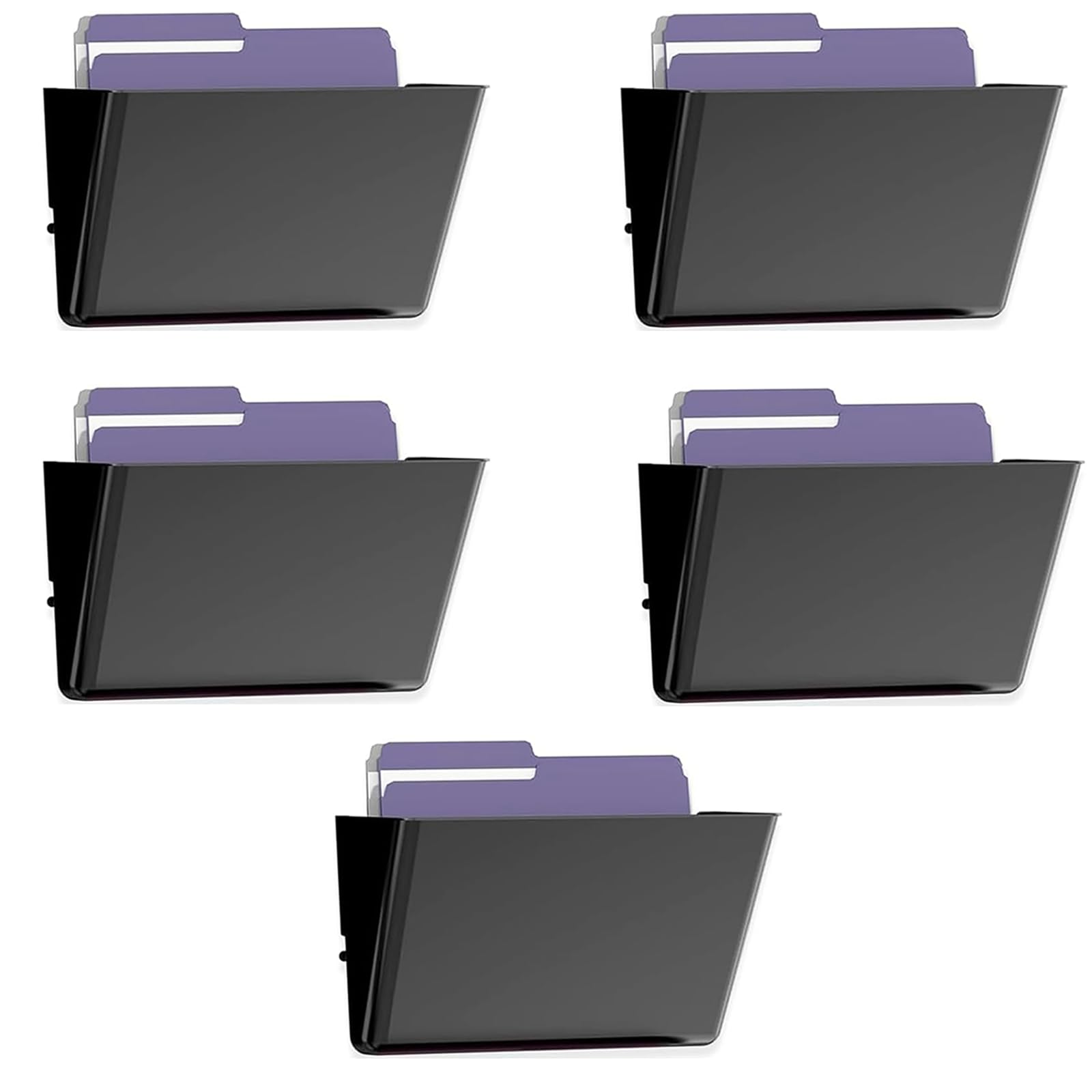 MINDEPOT 5 Pockets Acrylic Wall File Organizer, Wall File Holder Black