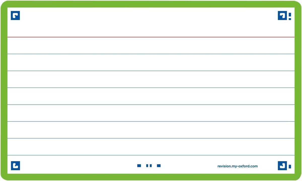 Flash Cards by Oxford, Ruled with Green Frame, Pack of 80 Cards, 7.5x12.5cm Size, 400133884