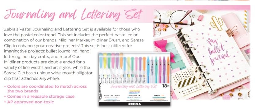 Zebra Pen MILDLINER Highlighter, Brush & SARASA Gel Pen Set, Assorted 18-Pk
