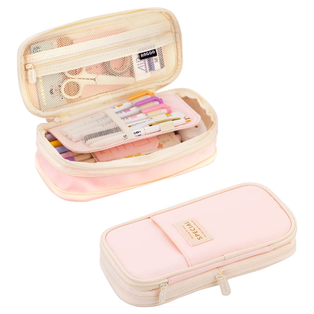iSuperb Foldable Pencil Case Zipper Big Capacity Aesthetic Canvas Pencil Pouch Compartments