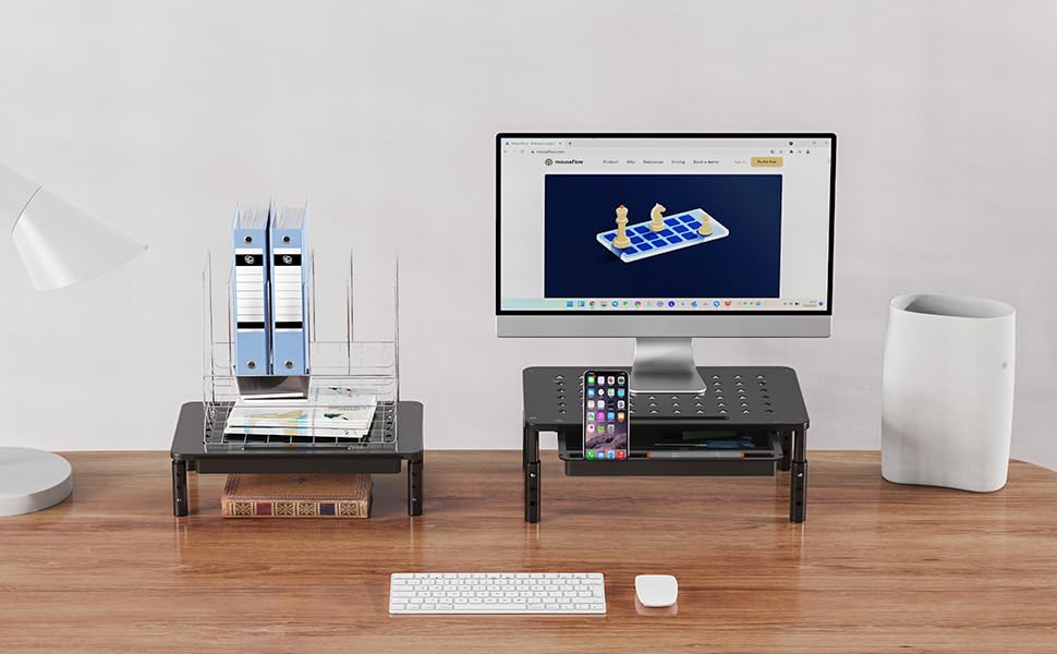 Zimilar 2 Pack Monitor Stand Riser with Drawer, 3 Height Adjustable