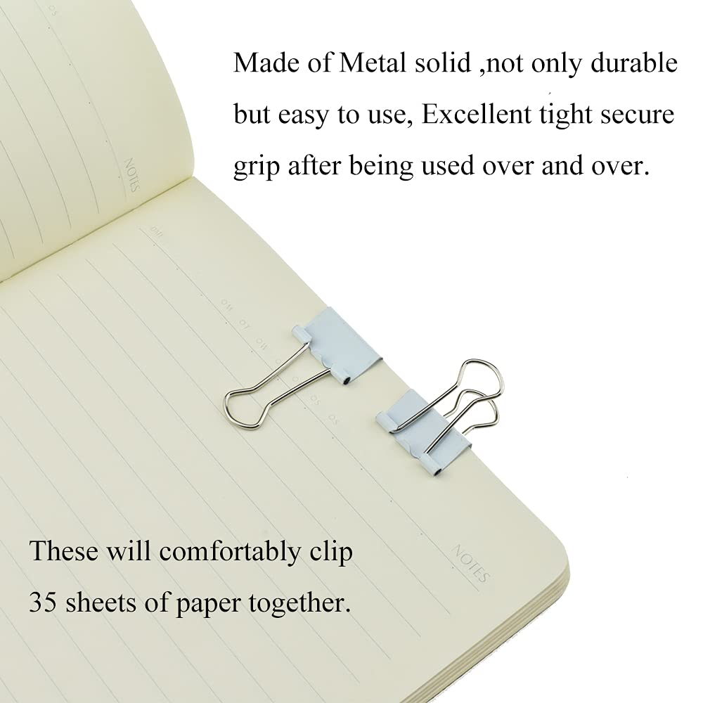 HAHIYO Binder Clips Paper Clamps Spring Steel Sturdy Small 0.75 inches Width 0.2 Inch Capacity No