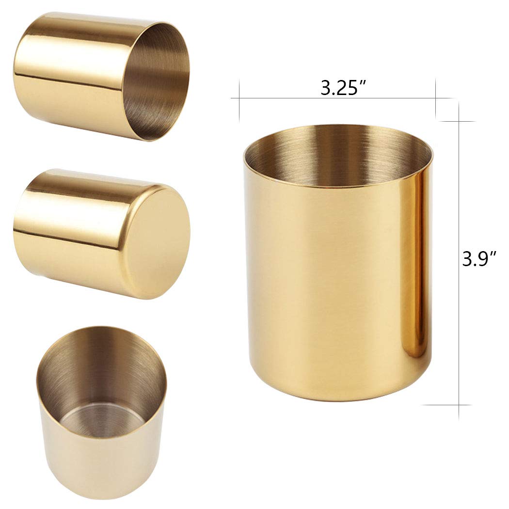 Pencil Cup Holder Desk Organizer, Gold Pen Pot Pen Holder Container Desktop Stationery Organizer