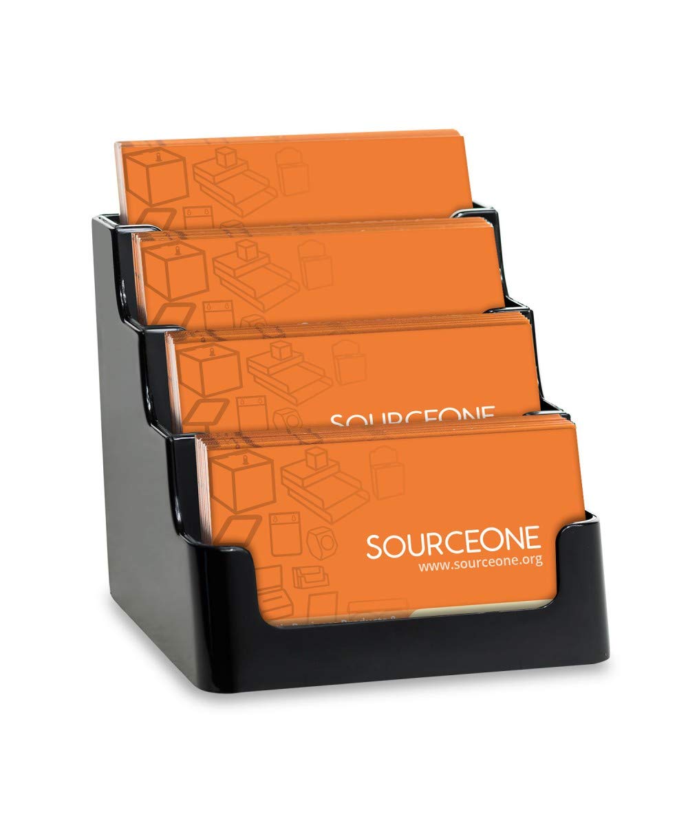 SOURCE ONE 4 Pocket Clear & Black Acrylic Business Card Holder