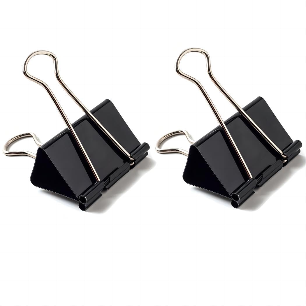 Coideal Black Binder Clips Medium, 1.25 Inch Black Metal Paper Clips 24 Pcs 32mm Foldback Bull Clip