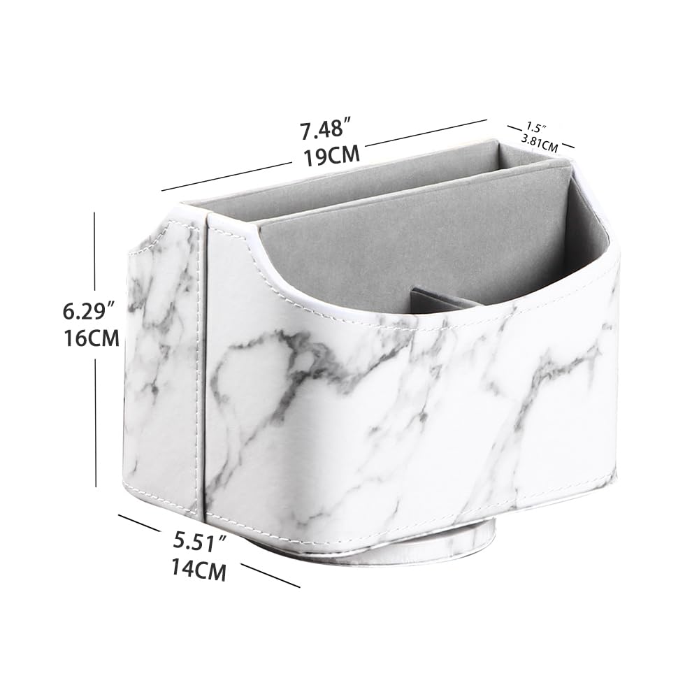 PU Leather 360° Rotatable Remote Control Holder,Nightstand TV Remote Caddy
