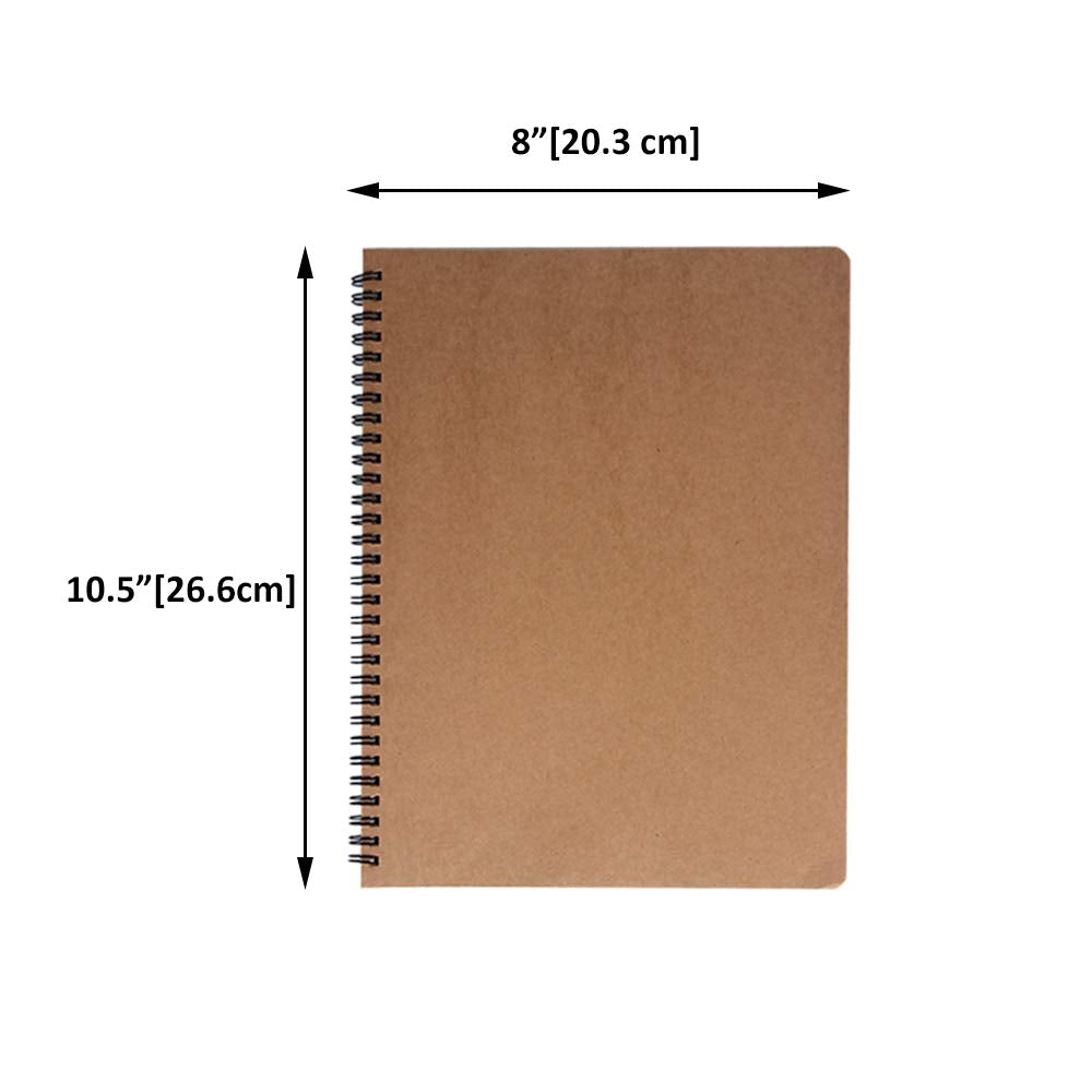 zmybcpack 3 Pack Spiral Blank Journal Notebook, 8 x 10.5 inch Sketchbooks