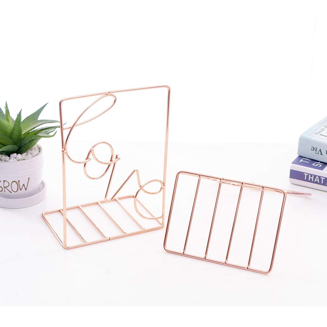 SIPLIV Creative Minimalist Style Bookends Metal Adjustable Books Holder Stand Book Rack Desk