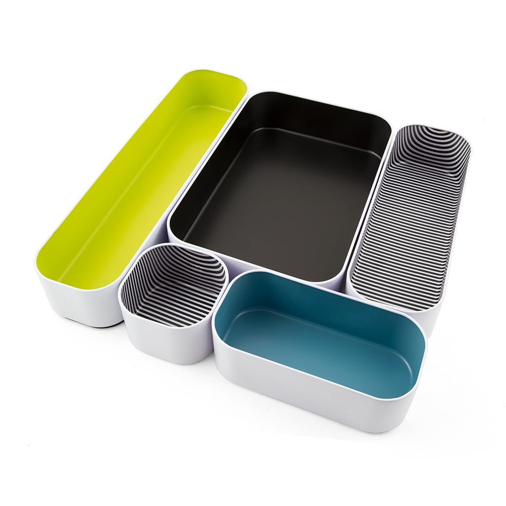 Three by Three Seattle Metal Drawer Organizer Tray Set, 5-Pc, 2" (Assorted)