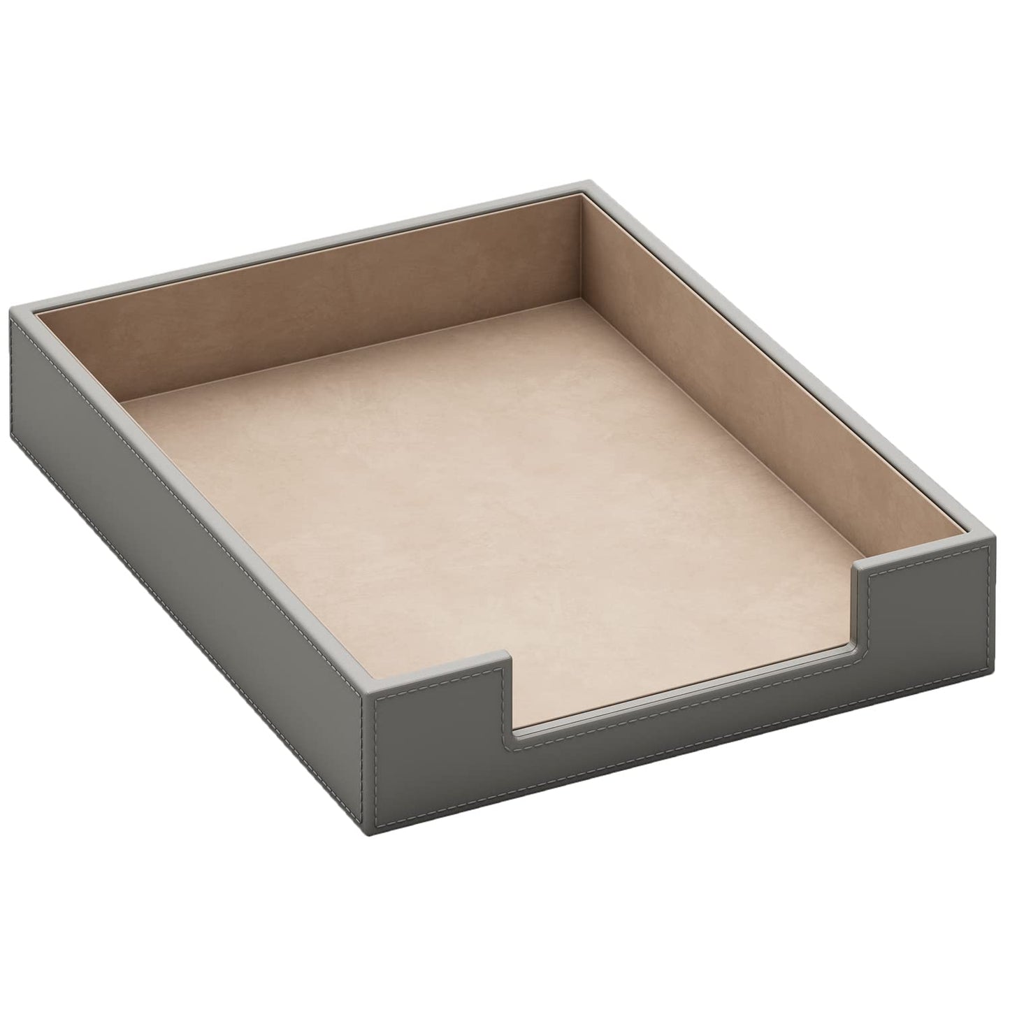 Leather Letter Tray, THIPOTEN Elegant Desk Organizer for Office Supplies, Mail, Paper, File
