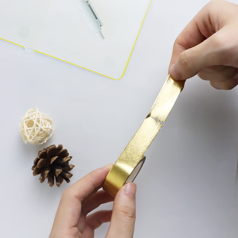 MEI YI TIAN 6 Rolls Solid Gold Foil Washi Tape Set 15mmx10m Gilding Paper Adhesive Masking Tapes