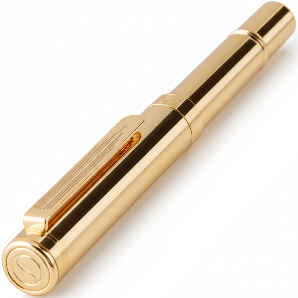 Scriveiner Heavy Gold Rollerball Pen, Award Winning Luxury Pocket Pen with gold plating Finish