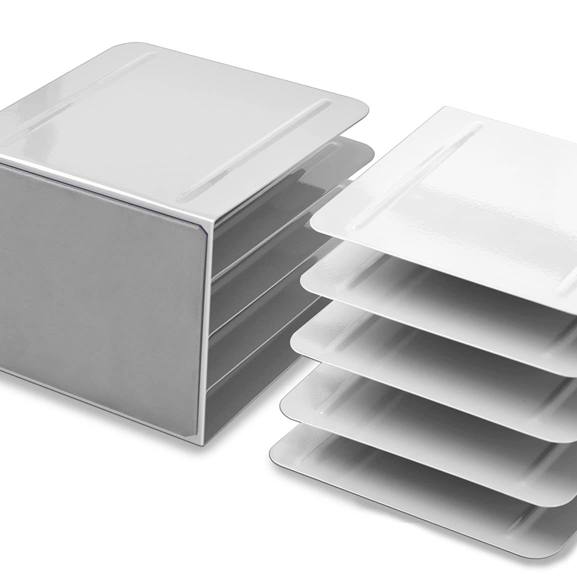 Acrimet 4-Section File Sorter Vertical, Metal Desktop Organizer, White