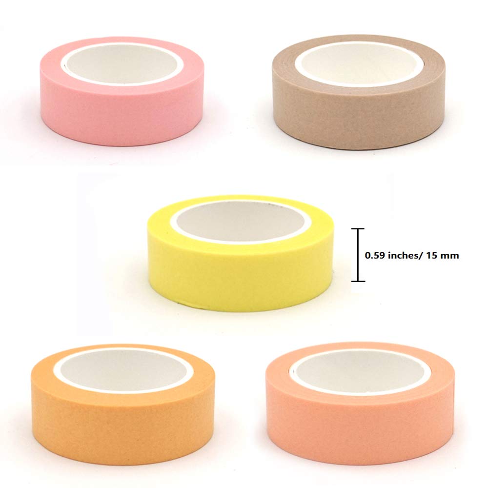 ERCENTURY Washi Masking Tape Set, Assorted 5 Rolls, Decorative Writable Tape, for Fun DIY Art