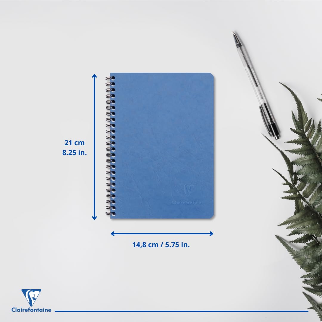 Clairefontaine 'Age Bag' Wirebound Notebook, A5, Lined, 100 Pages - Blue