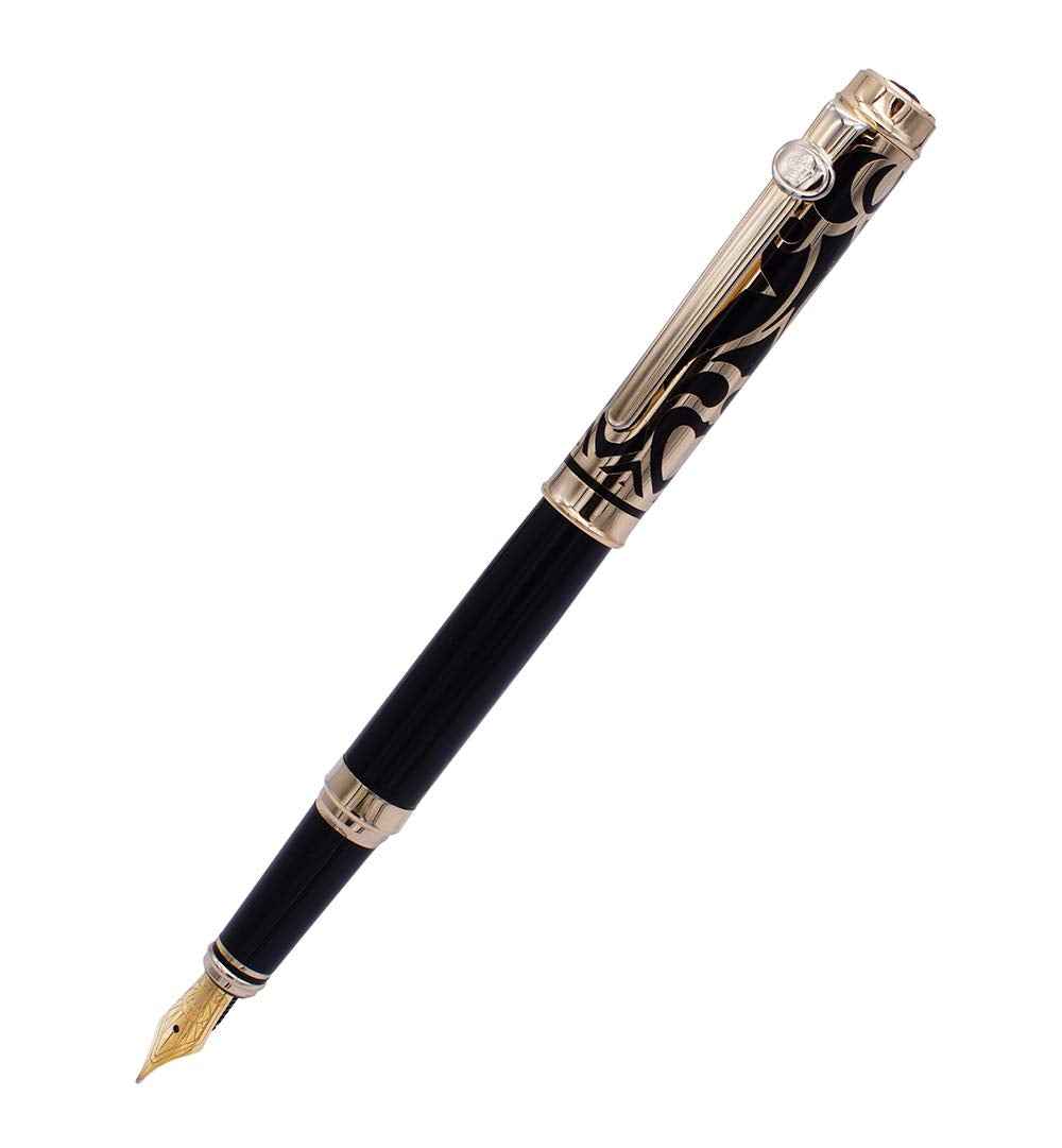 Lanxivi Duke Sweet Heart Pattern Gold Trim Fountain Pen Sapphire Jewerly Pen Pouch
