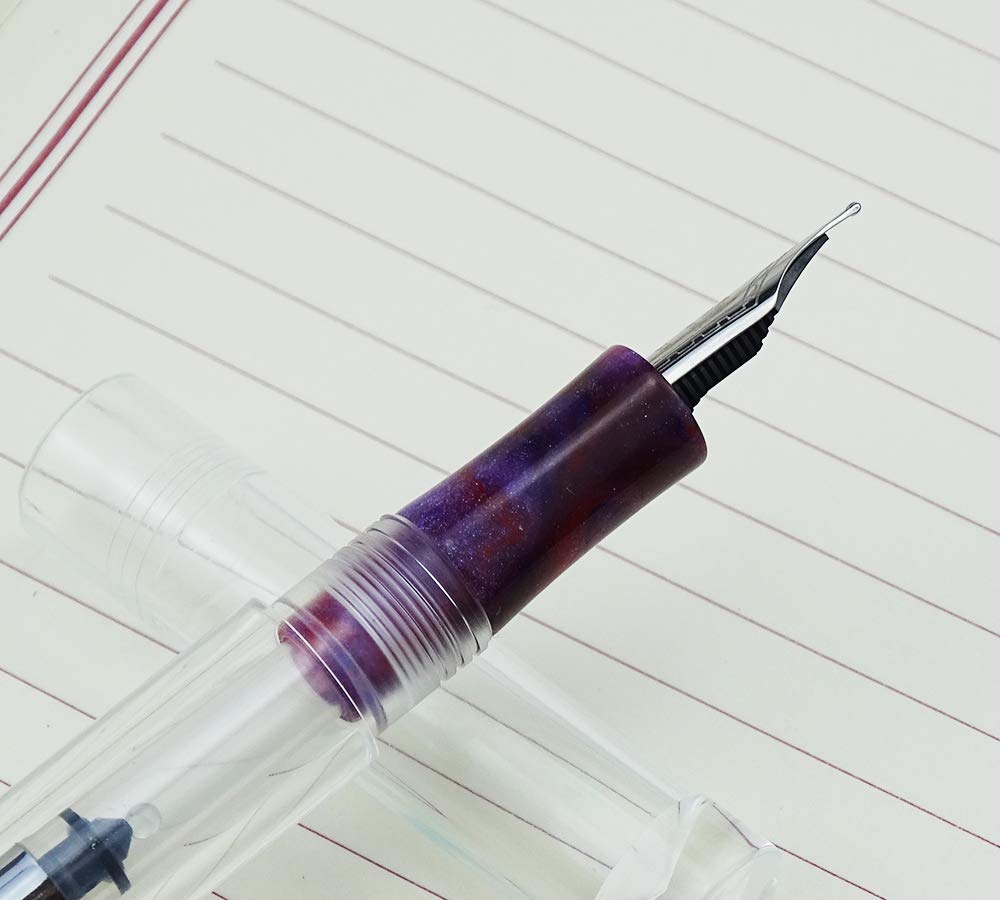 Lanxivi Majohn C1 Fountain Pen Medium Nib, Clear Transparent Acrylic Resin, Mini Pocket Pen