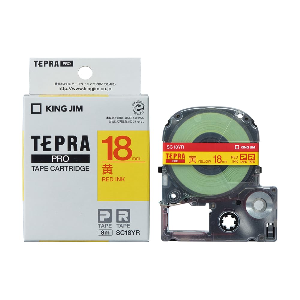 King Jim SC18YR Tepra PRO Tape Color Label Yellow Red Letter 18mm