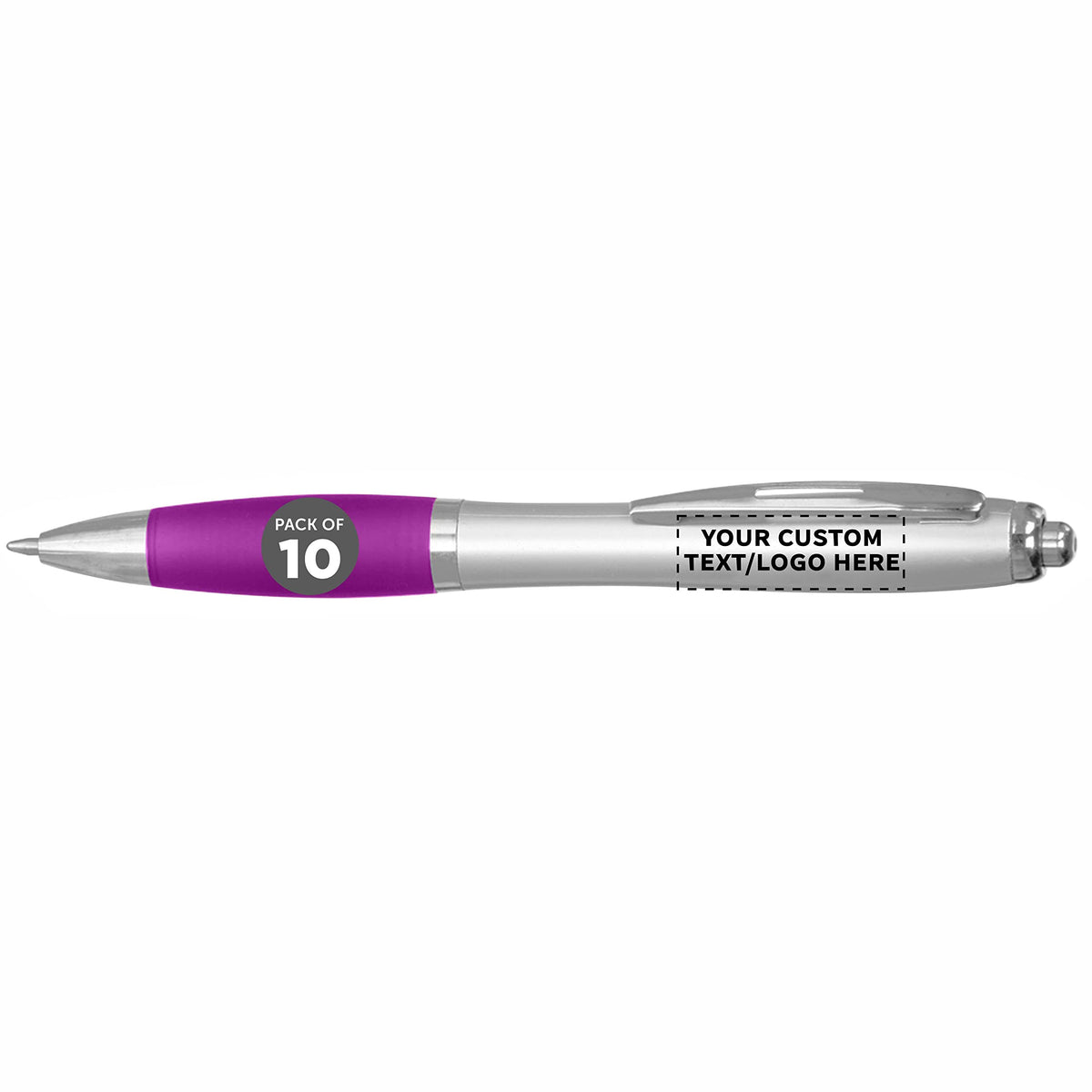 Personalized Ballpoint Pens with Rubber Grip and Click Button, Pack of 10 by DISCOUNT PROMOS