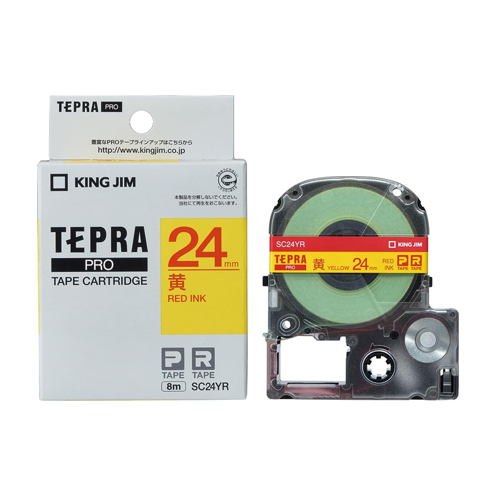 King Jim Tepra PRO 24mm SC24YR Yellow Red Letter Tape Cartridge