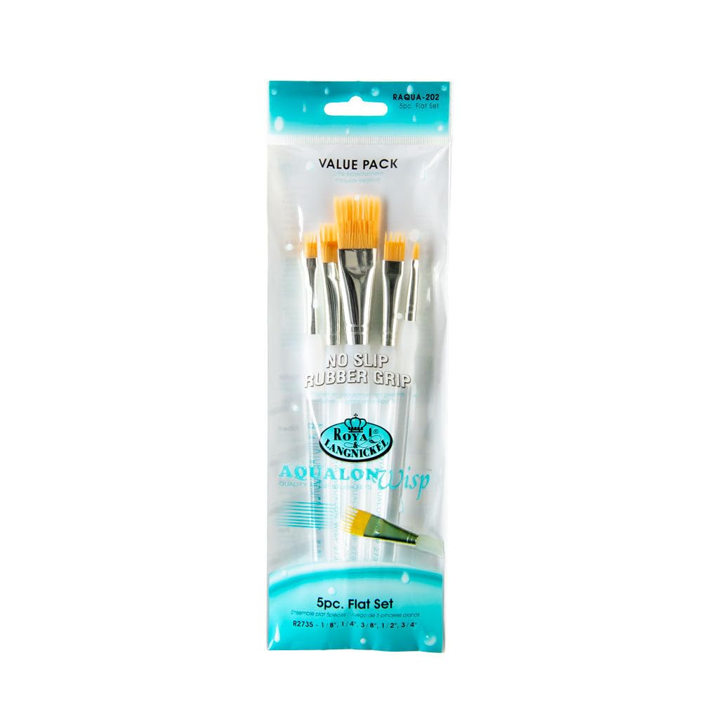 Royal & Langnickel Aqualon Wisp Flat Artist Brush Set, 5-piece