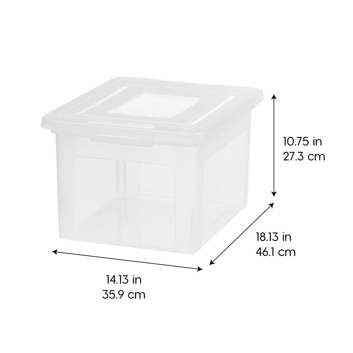IRIS USA 35 Qt. Letter/Legal File Box with Latching Lid, Clear