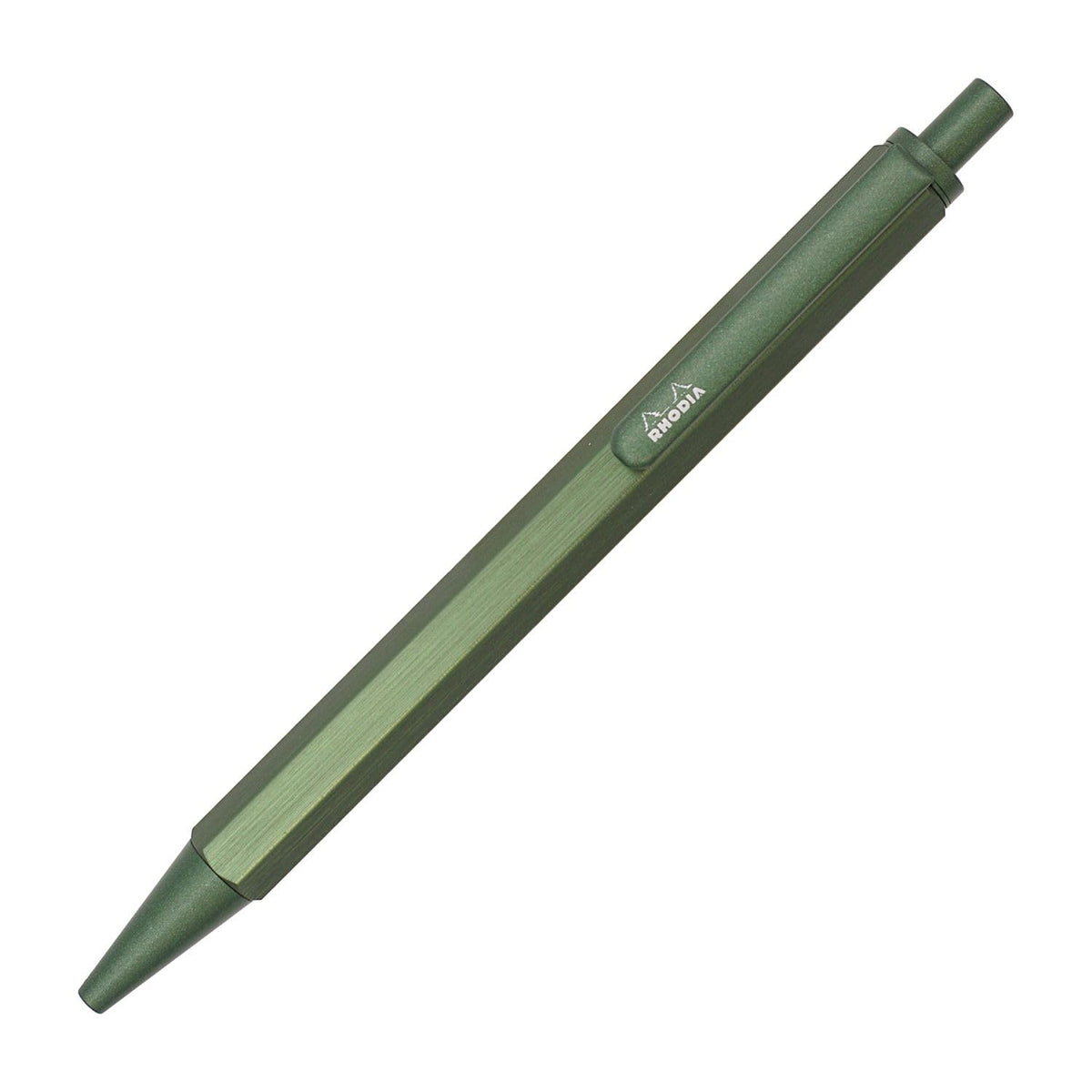 RHODIA 9387C - scRipt Refillable Ballpoint Pen Hexagonal Brushed Aluminium Barrel - Sage - 0.7 mm