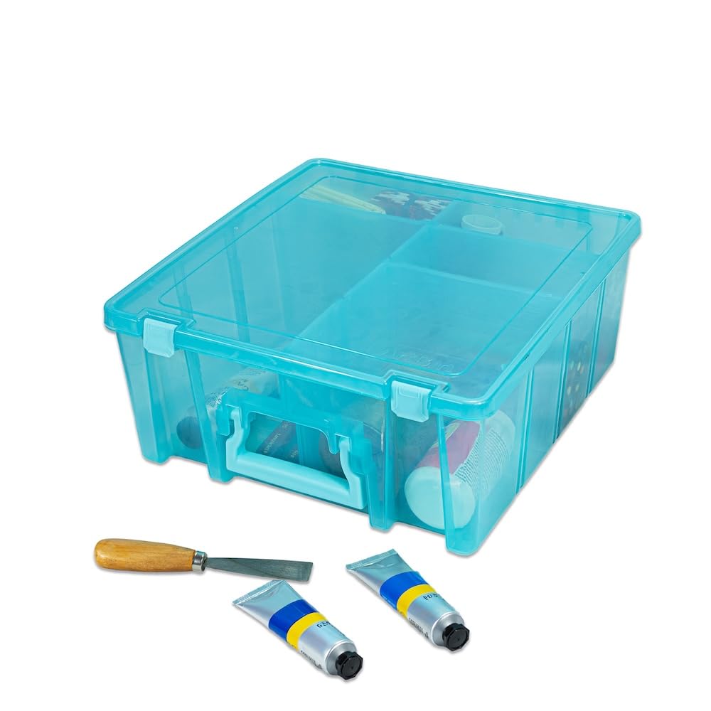ArtBin Super Satchel Double Deep, 8-Compartment Craft Box, Aqua Mist