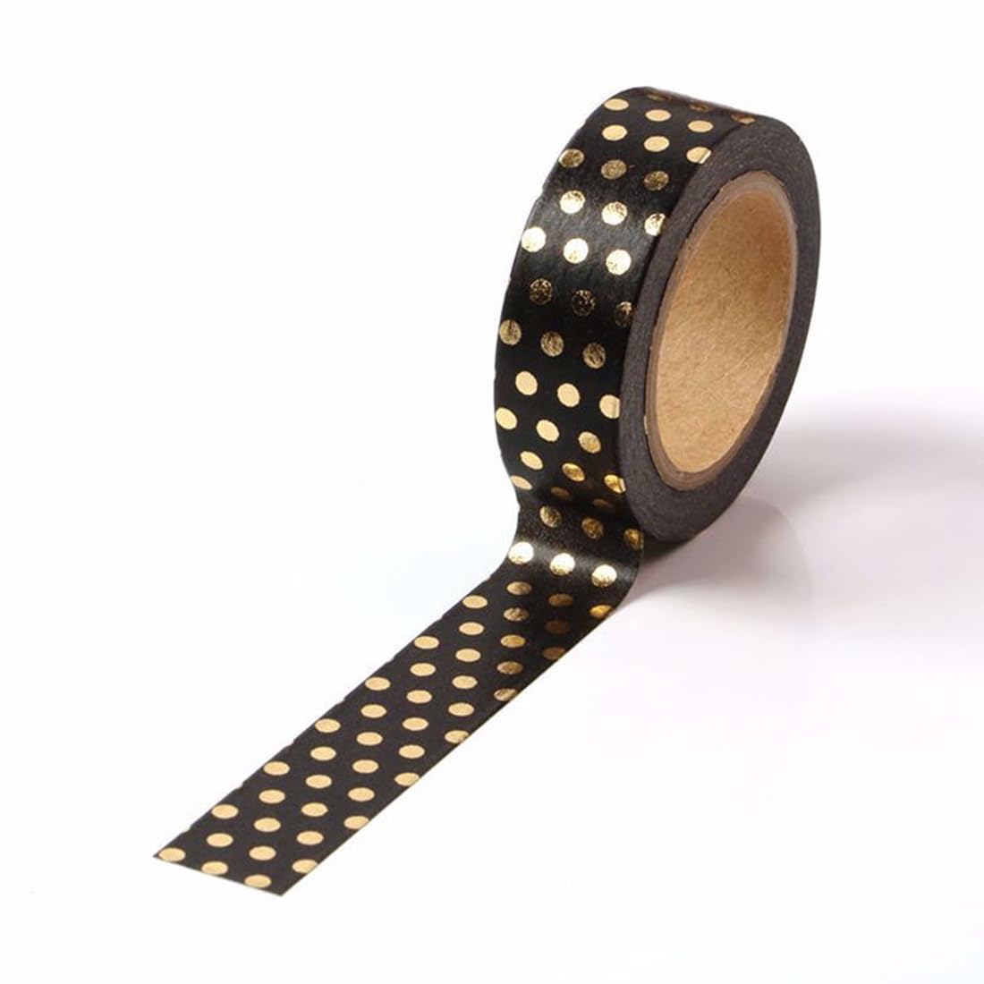 CIAJIE Black Point Foil Dots Washi Tape,5/8" x 393 inches(15mm*10M) Wave Foil Dots Washi Tape