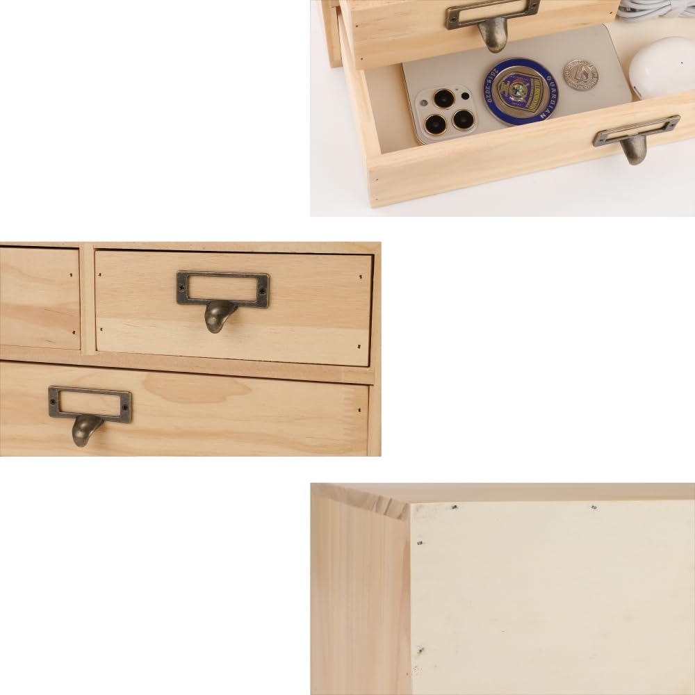 Wooden Drawers Apothecary Cabinet Wood Desktop Organizer Box