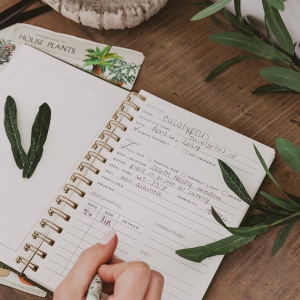 Sweet Water Decor Plant Journal, Cute Lined Spiral Notebook for Women, 125 Prompt Pages for Writing