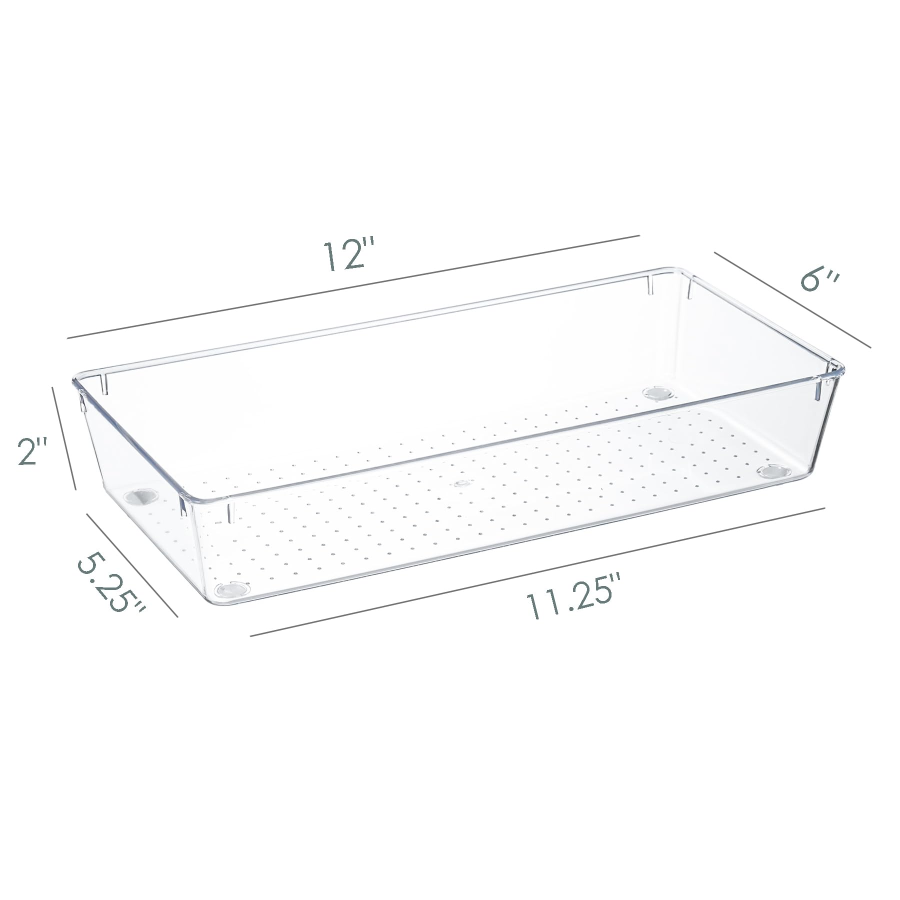 Kingrol 6 Pack 12 x 6 x 2 Inch Clear Drawer Organizer Trays, Desk Drawer Divider Storage Bins