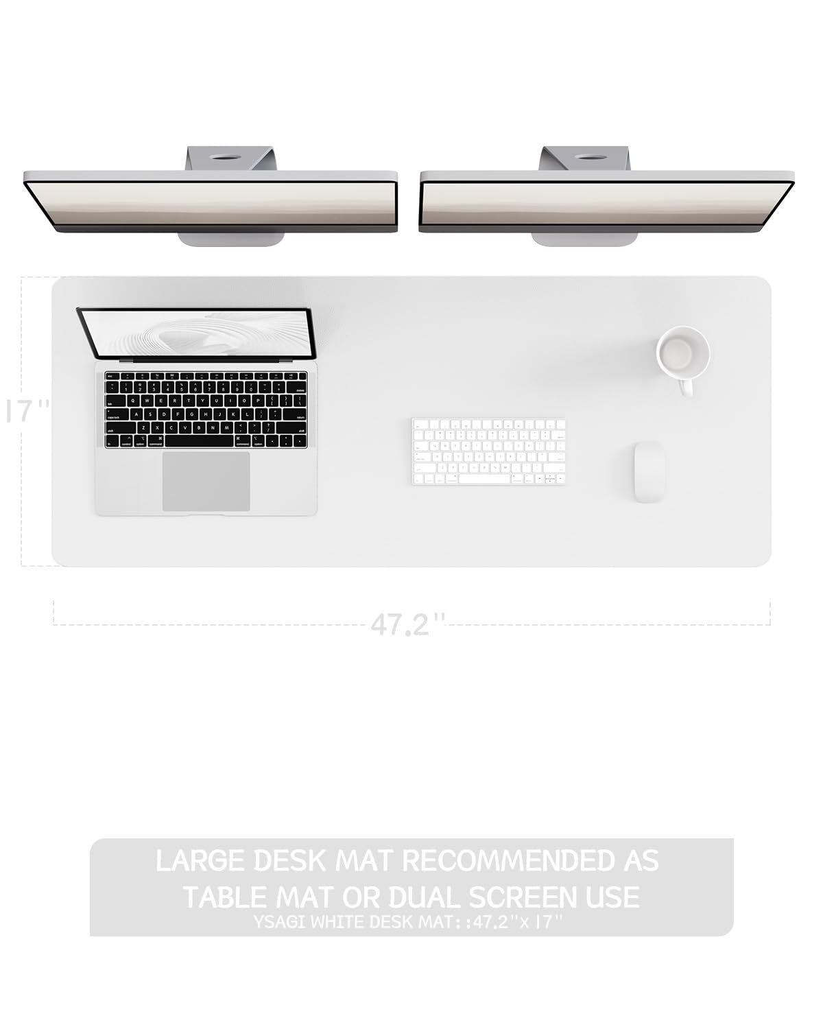 YSAGi Non-Slip Leather Desk Pad Long Size, Waterproof Laptop Computer Desk Keyboard Mat, Table