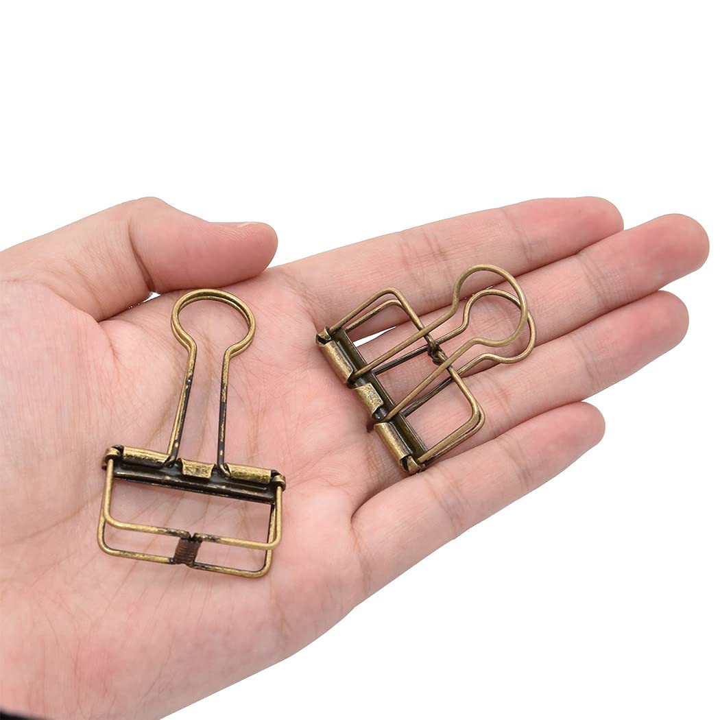 Binder Clips Paper Clamps 32mm Clips for Office School Supplies (Bronze)