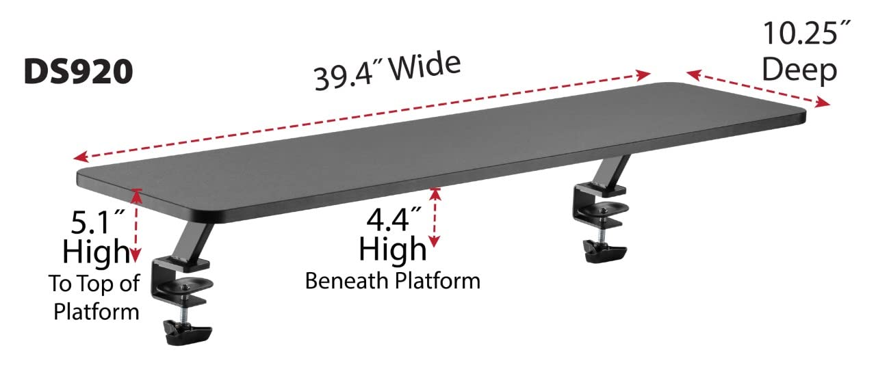 Kantek Ergonomic Mounted Computer Monitor Riser Stand, Floating Desk Shelf, Clamp On Base