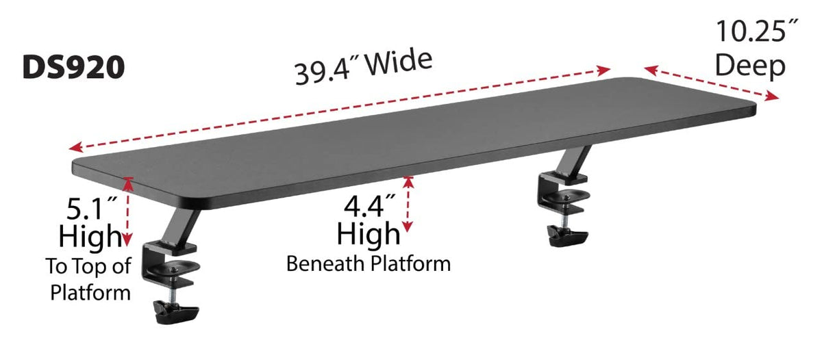 Kantek Ergonomic Mounted Computer Monitor Riser Stand, Floating Desk Shelf, Clamp On Base